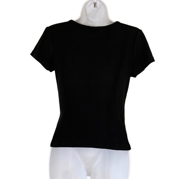 Newport News Black Tee Embroidered Floral  M‎ - Picture 7 of 9